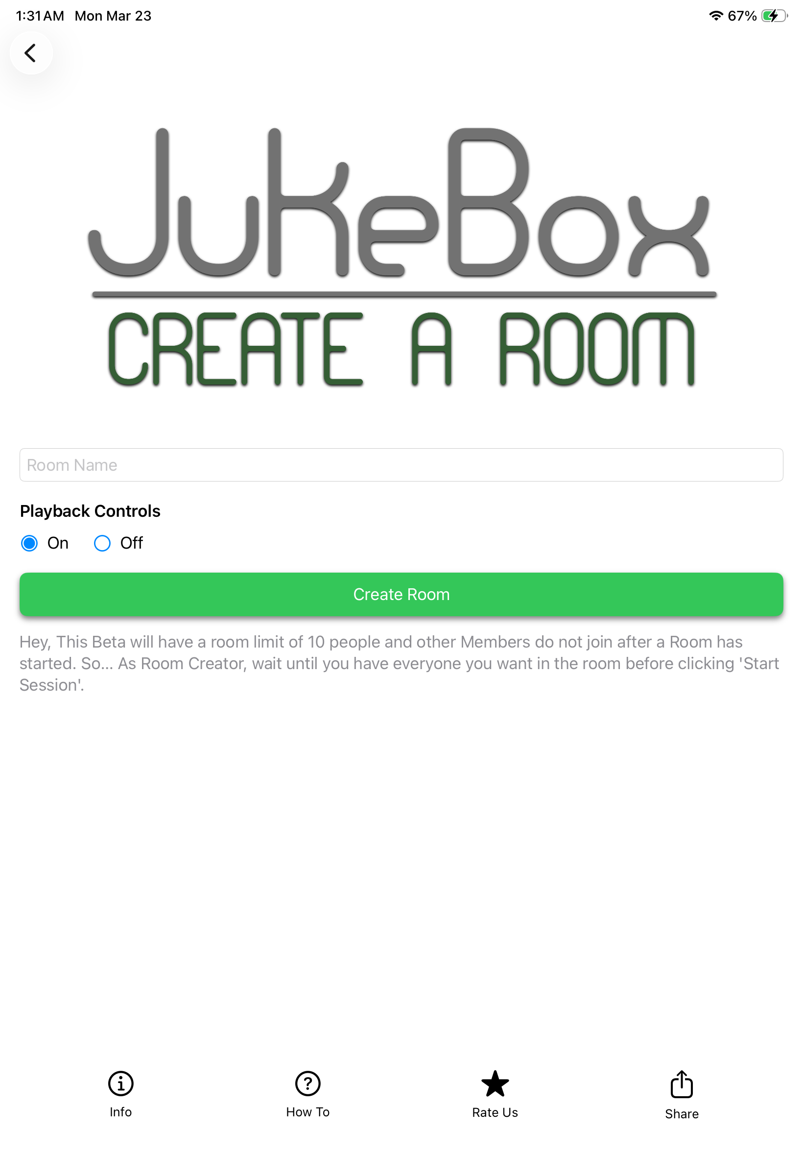 Create a Room page